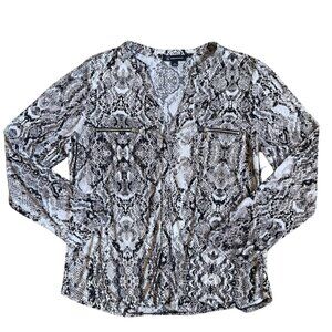 INC international concepts snake print long sleeve blouse size XL